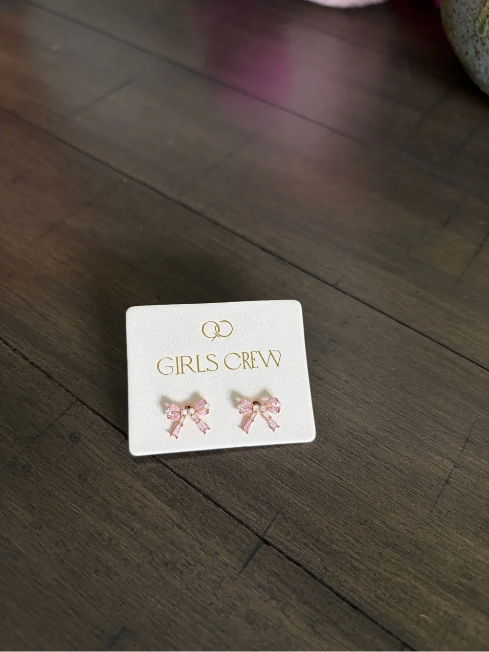 NWT Girls Pink Earrings, Sparkly Bows